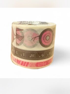 Japanese Decorative Washi Tape Set with Pink, Brown and Cream Designs
